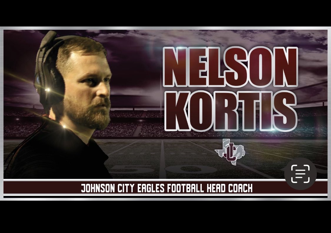 JohnsonCityISD's tweet photo. Johnson City ISD is excited to announce the hiring of Nelson Kortis as our new AD/Head Football Coach! https://t.co/L82Bqu6651