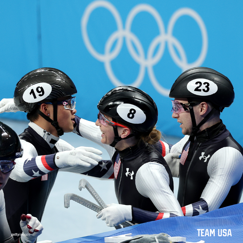 TeamUSA's tweet photo. The Olympic debut of the short track mixed team relay proved to be a hit even if it didn't end the way #TeamUSA had hoped. #WinterOlympics