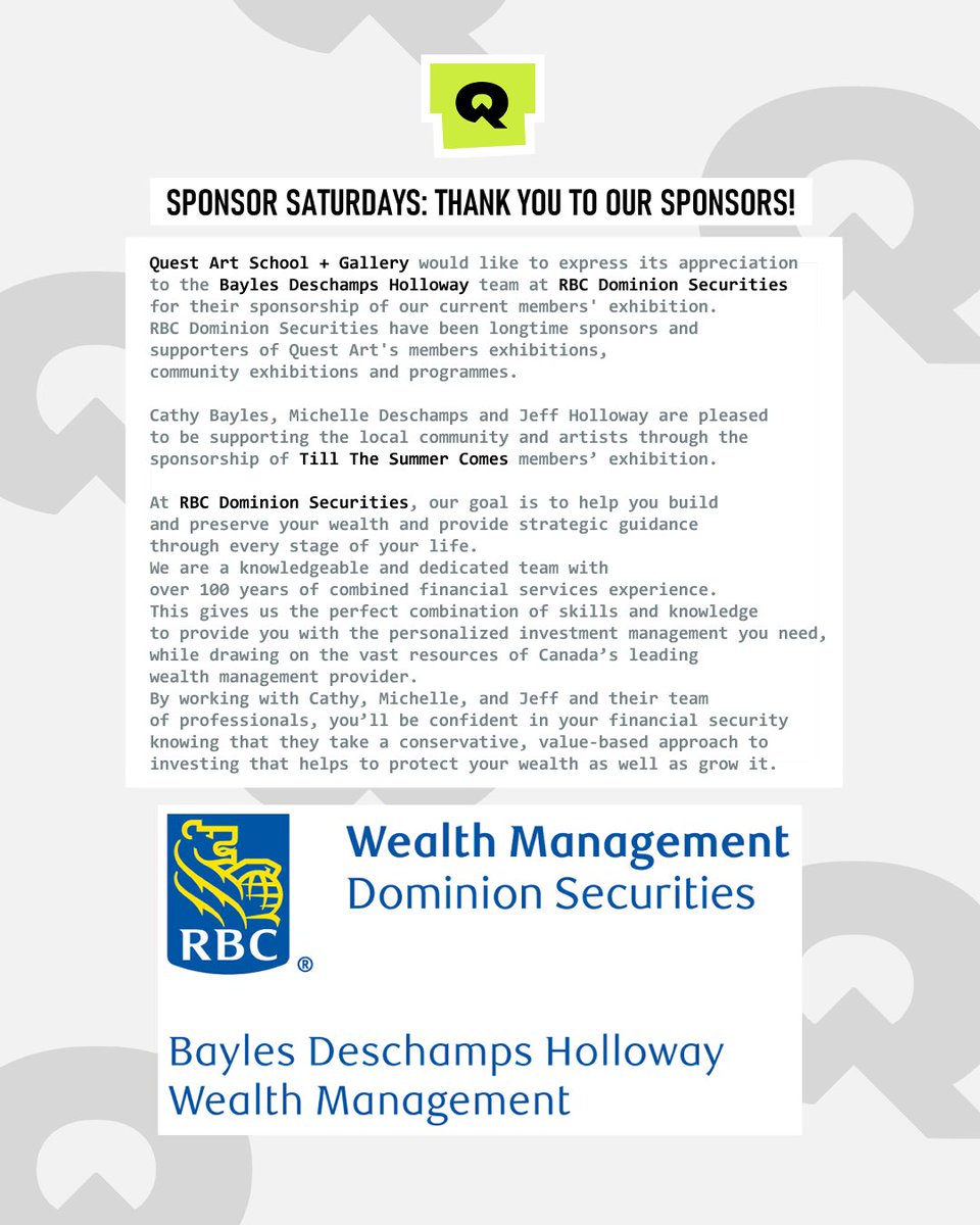 Thank you to our sponsors at Bayles Deschamps Holloway RBC Wealth Management!