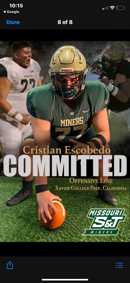 CristianEsco77's tweet photo. I am pleased to announce that I will be committing to Missouri S&T. Thank you to all my coaches, and S&T for giving me this opportunity to play at the next level. @JamesDockery31 @SteveEscobedo12 @Coach_Jiannoni @coachball_FB @CoachRoss_ @ToddDrury @ShaneDowty #Pickaxetakenames https://t.co/OPz5Q6NcNz