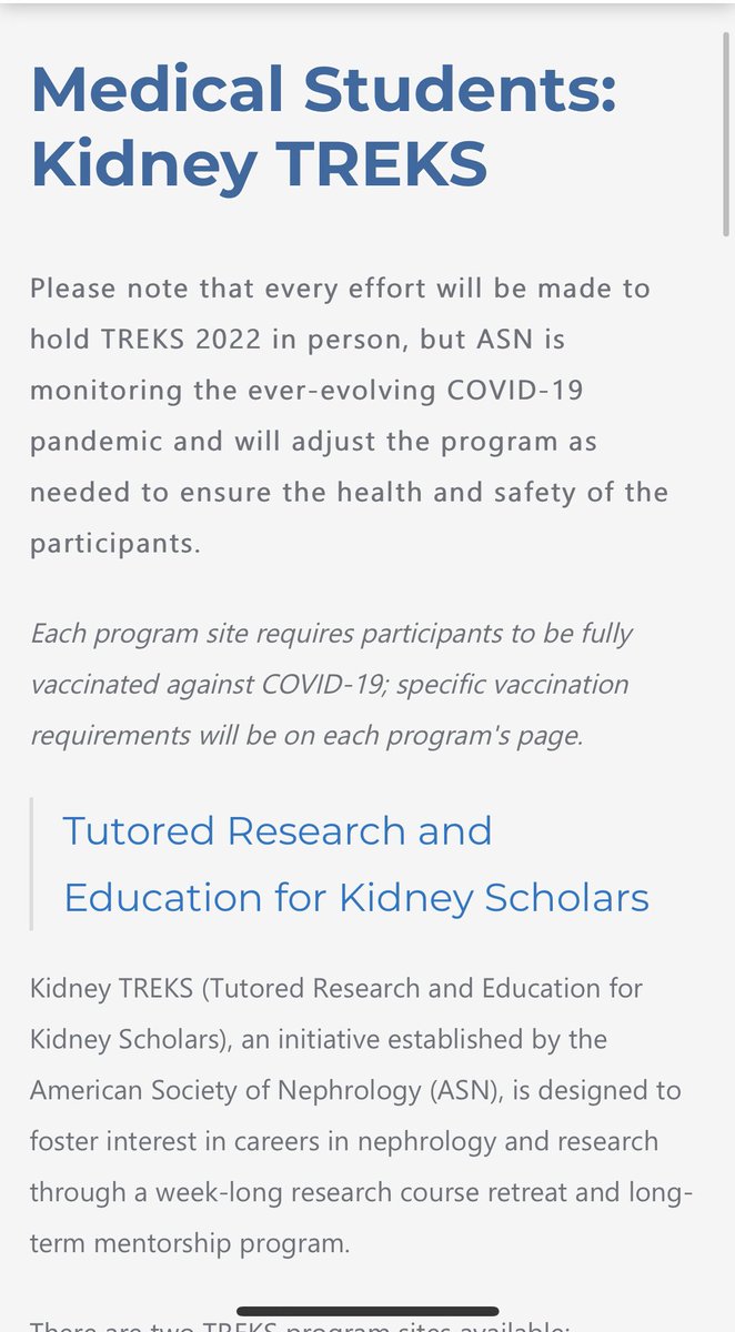 Neph_SIM's tweet photo. 🚨 Med/Grad Students 🚨 

Applications are open for the (free!) 2022 @ASNKidney TREKS Program (due 3/1)

https://t.co/XvRTHeoIrZ

-1 wk course at  @MDIBL or @UChicago (travel/room/board ✅ )
-Connect w a #nephrology mentor
-Kidney STARS #KidneyWk (travel ✅ )
- ASN membership https://t.co/QQBdgNK49h