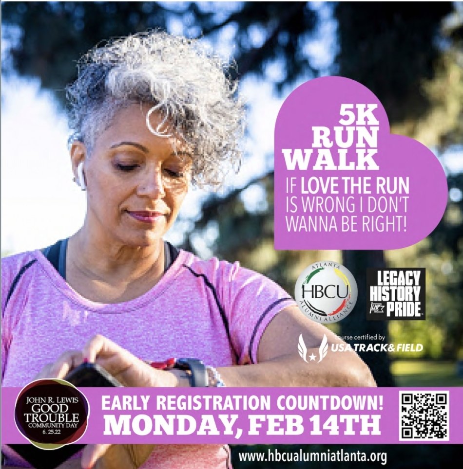 ATLHBCUAlumni's tweet photo. EARLY REGISTRATION COUNTDOWN! 🙌🏾 Happening on Valentines Day, 2/14/22. ❤👟 @ATLHBCUAlumni @ShopLHP #HBCURunWalk22 #CommunityDay #GoodTrouble #EarlyRegistration #LoveTheRun #HBCU #AtlantaHBCUAlumniAlliance https://t.co/FBGopFwBKH