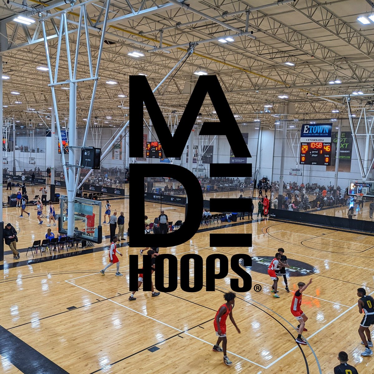 SpencerLPulliam's tweet photo. A lot of youth hoops talent under one (very large) roof as the 2022 @madehoops East Circuit (Session III) is underway at @NookBasketball. I'll be giving my thoughts on some of the top prospects in attendance on this thread... https://t.co/lLmdyrVDCF