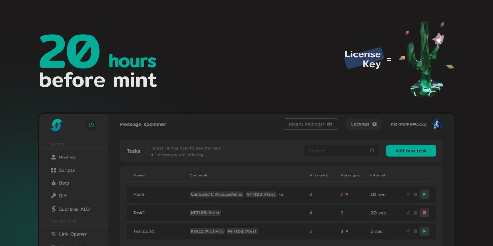 20 hours left!👀

We remind you that tomorrow at 10 AM EST the mint of our licenses will begin. 1 NFT = 1 license key for CactusSoft+🌵

Are you ready?🪙

#NFT #Ethereum #OpenSea #SolanaNFTs #Blockchain #NFTs
