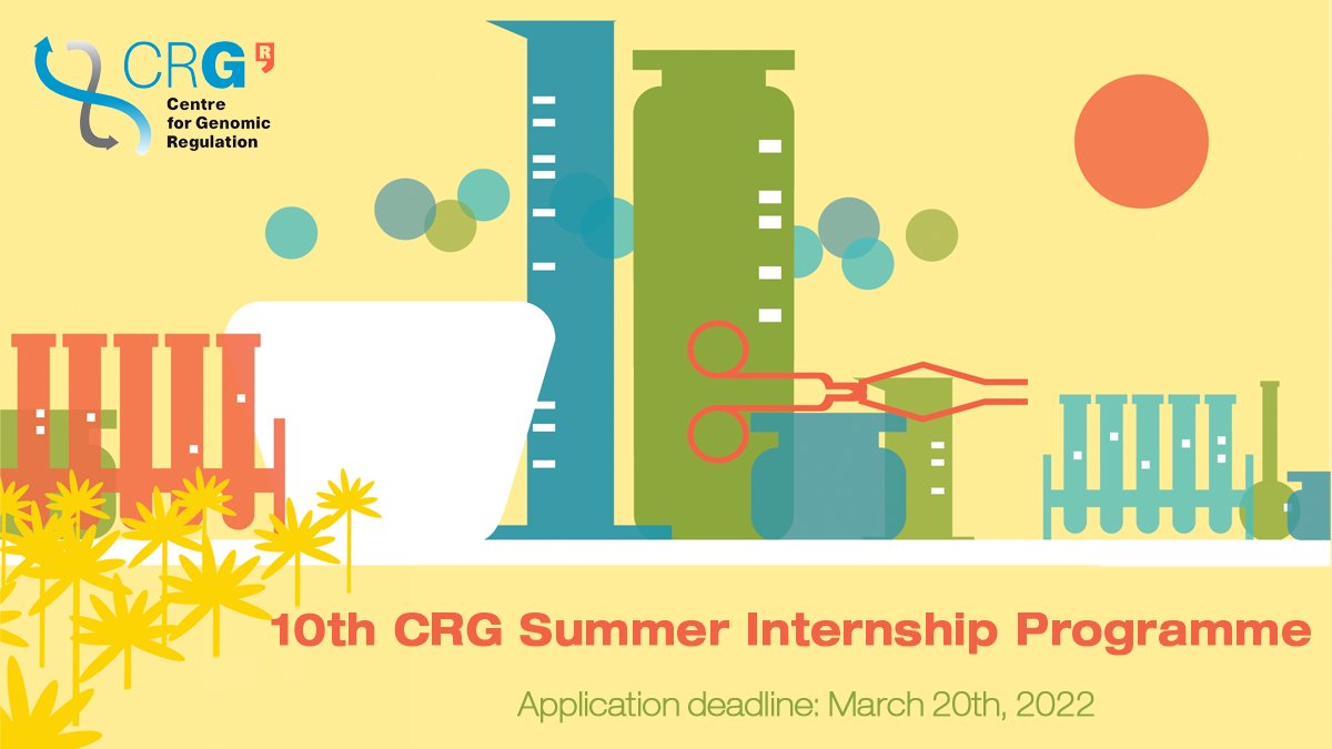 👩🏿‍🔬👨‍🔬Planning your summer? 

Join our 10th Summer Internship Program for Undergraduate Students. Dive into science research at the #CRG in an international laboratory and with specific training provided!

⌛️Call deadline: March 20
➡️bit.ly/Summer_22