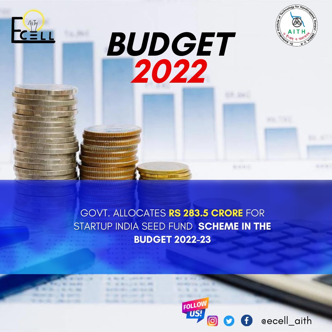 isc_aith's tweet photo. Out of the total budget for the 2022-23 fiscal year, the govt. allocated Rs 283.5 crore for the
SISFS. Fund of Funds was launched for Startups(FFS), having a corpus of about 10,000 crores.
We are back again with own news series 'THE COMMERCE PRESS.'
#sacaith #ecellaith https://t.co/9VYUDw6MVR