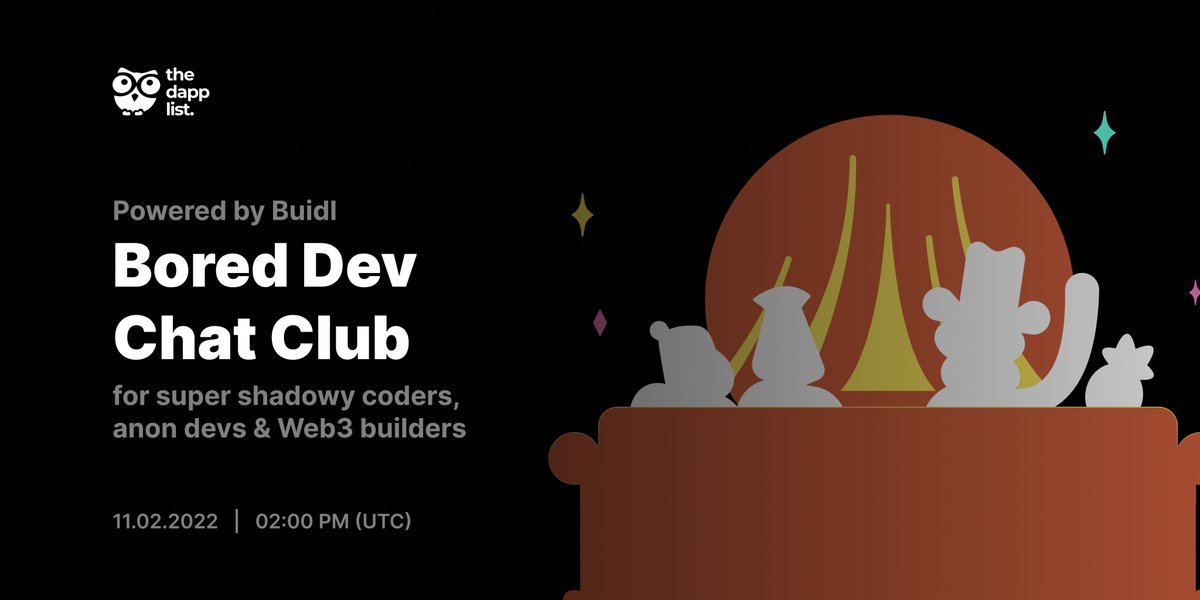 tdldoteco's tweet image. GM Buidlers ✨

Are you all ready for the next Bored Dev Chat Club session with experts? 😉

Join us on 11th Feb, 02 PM UTC

Block your calendars - bit.ly/bored-dev-chat…

Join, interact &amp;amp; collect POAP ✨