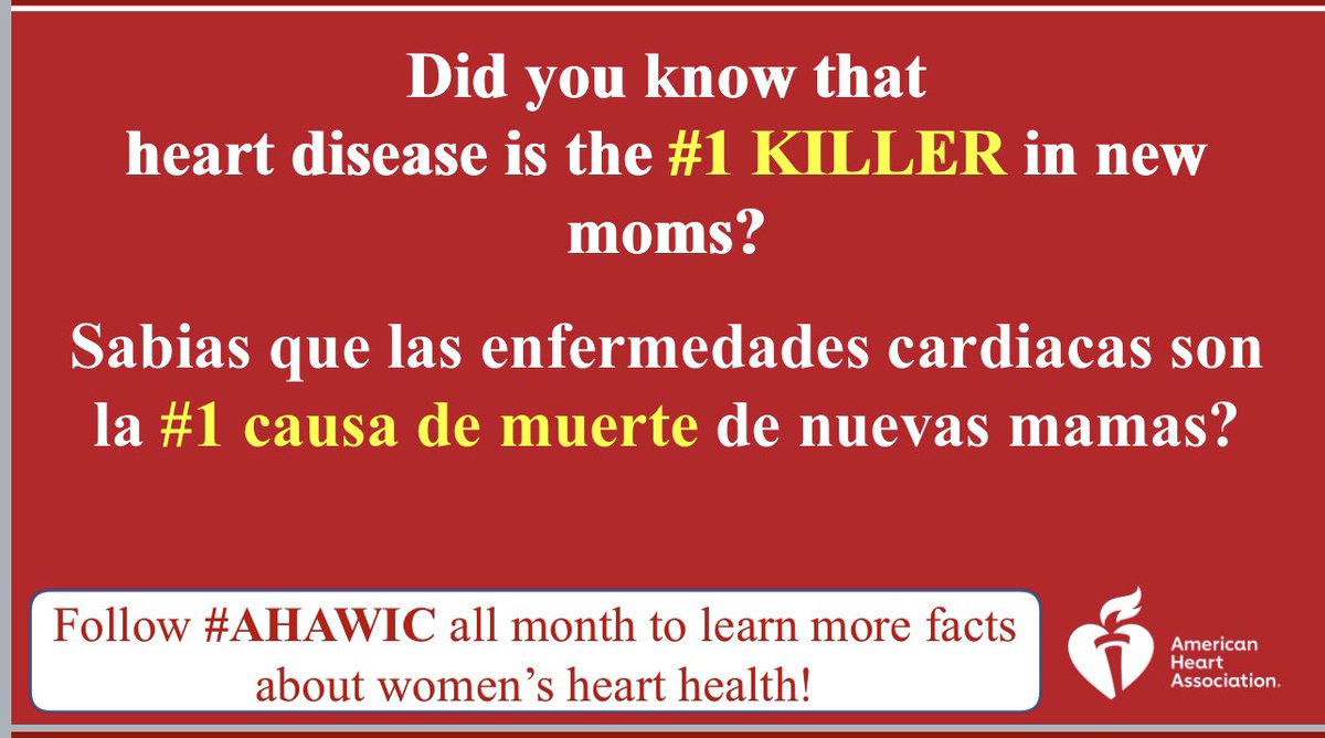 It’s heart month! #AHAWIC is increasing awareness about heart disease in women!
Es el mes del corazón! Y juntos aprendemos sobre el corazón de las mujeres.
Follow us. <a href="/mmamas1973/">Mamas A. Mamas</a> <a href="/MonSangh/">Monika Sanghavi MD, FACC</a> <a href="/Bravo__MD/">Katia Bravo, MD, FACC</a> <a href="/RBP0612/">Renée Bullock-Palmer MD FACC FAHA FASNC FASE FSCCT</a> <a href="/DrElizabethLe/">Elizabeth Le</a> <a href="/avolgman/">AnnabelleVolgman MD</a> <a href="/bcostelloMD/">Briana Costello MD</a> <a href="/DrToniyaSingh/">Toniya Singh MD FACC</a>