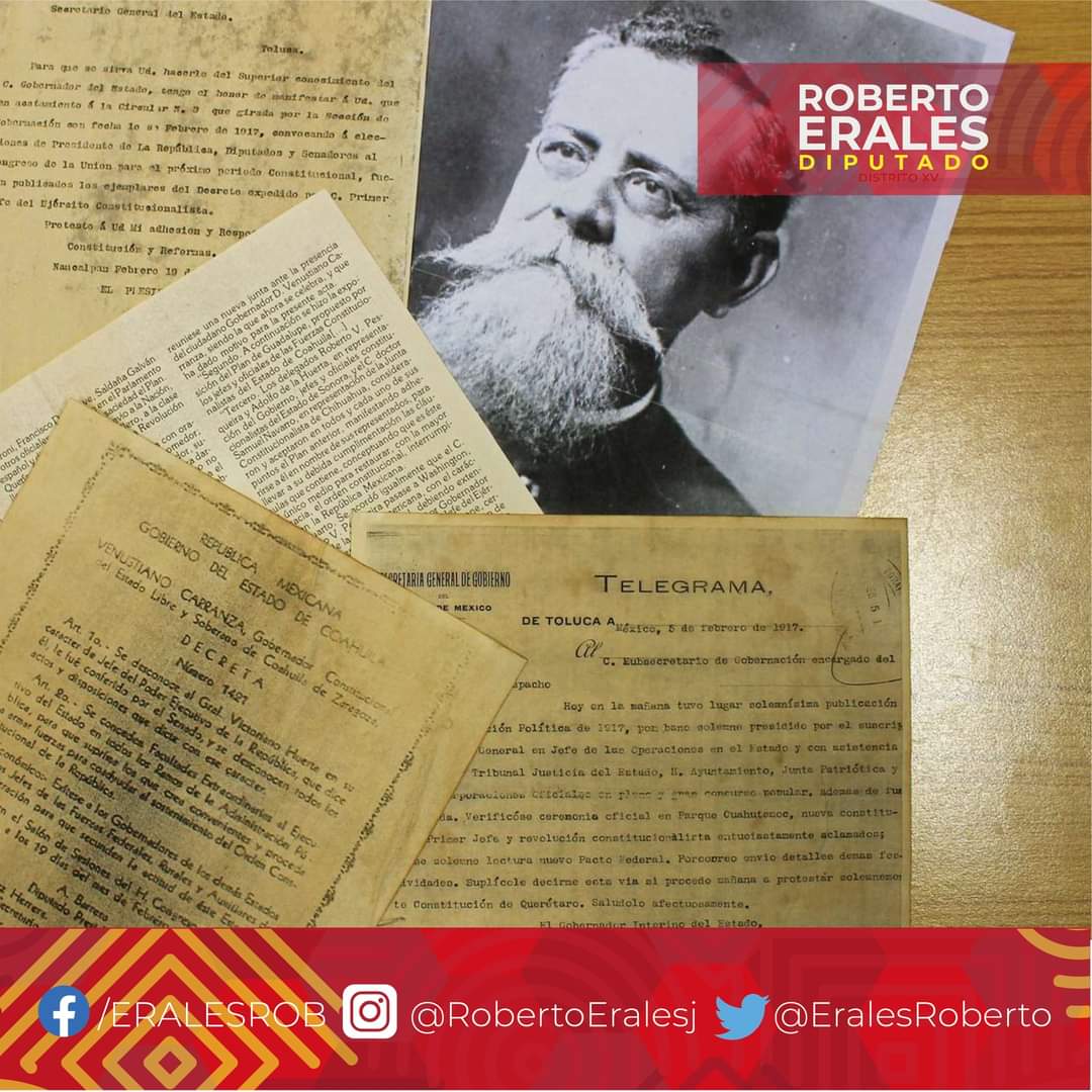 Un día como hoy, 5 de febrero, pero de 1917 fue promulgada la constitución política de los estados unidos mexicanos ⚖️🇲🇽, en el Teatro de la república, firmada por Venustiano Carranza.✅