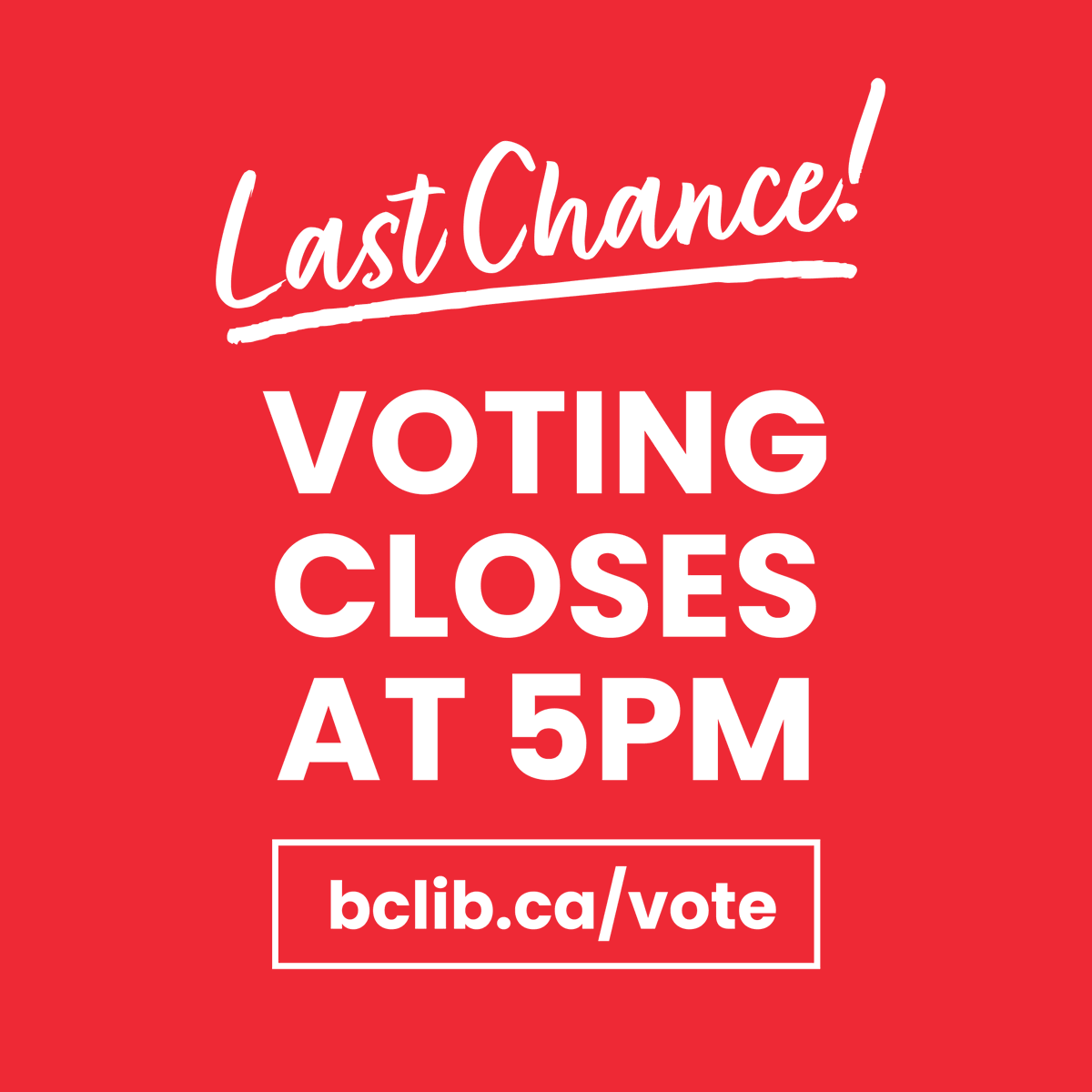 You have less than 12 hours left to vote in the BC Liberal leadership election.

I have a plan to rebuild our Party and a plan to win the next election, but first I need your support.

To vote, please visit bclib.ca/vote. Thank you so much for your support. #bcpoli