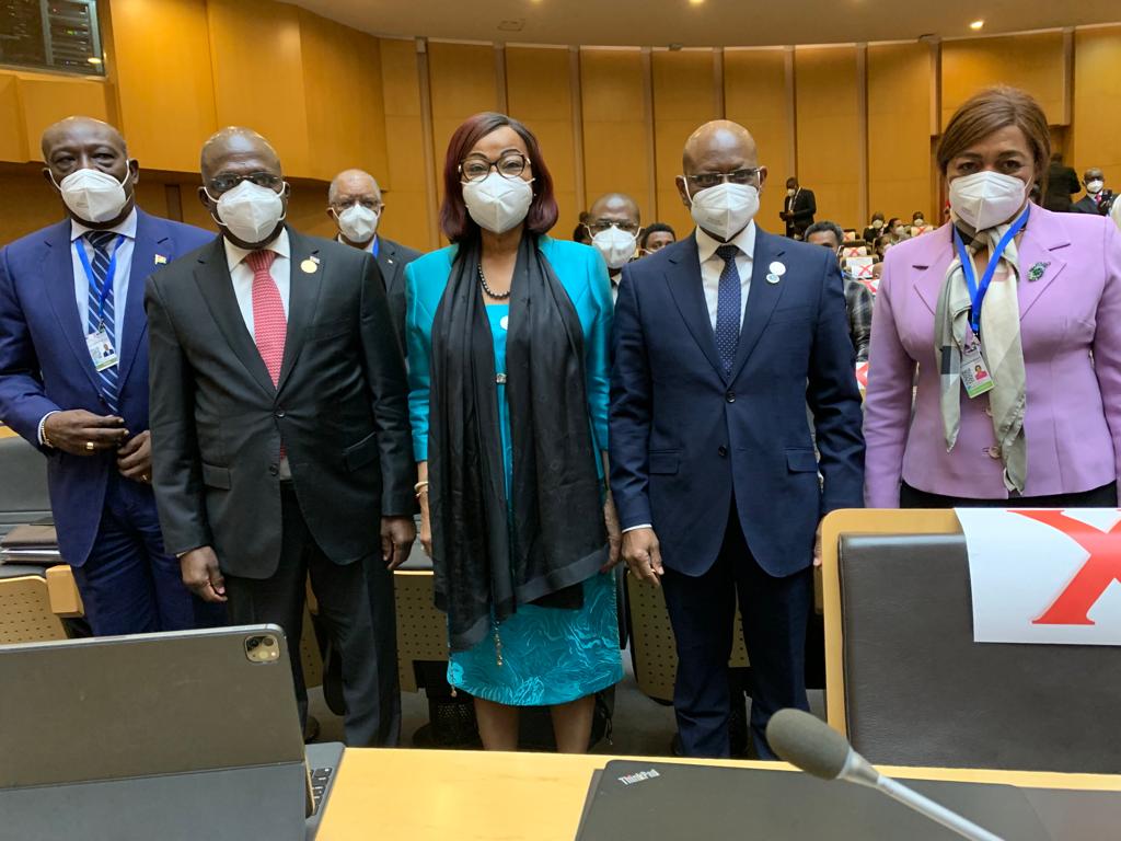 JosefaSacko's tweet photo. Attending the 35th Ordinary Session of the #AUAssembly of Heads of State & Govt @_AfricanUnion, was opened today 5, & continues to 6 Feb 2022. As our #HoSG deliberate on the Socio-Economic development of the continent among other agenda items. #AUsummit https://t.co/Jv2yR32Q7l