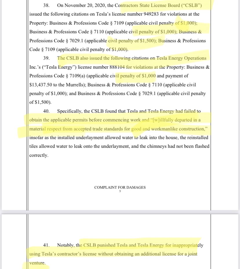TiffanyPhoto1's tweet photo. 8. “.. the CSLB issued the following citations on @Tesla’s license ..”
#MurrellvTesla
https://t.co/krBzALFlQ1
#TeslaRoofing #Tesla
#TeslaSolarIssues
#TeslaConsumerIssues
$TSLA $TSLAQ https://t.co/pjtotCo81W