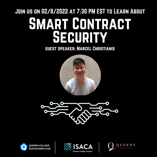 QCNYBlockchain's tweet photo. We are so excited to be joined by @marcelc63 to discuss smart contract security. 

🗓 Event details: https://t.co/6g5XKWrW0a

📖 Read Marcel's smart contract breakdowns: https://t.co/Apxd44WH6E

👂 Podcast interview with @willyuwaychang: https://t.co/tTeipzGfaZ https://t.co/QqijGAwttj