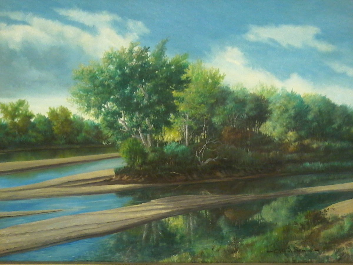 LegacyPlains's tweet photo. "Tow Head"
Charles S. Simmons
Tow Head is located in North Platte. This depiction of the river by βCharlieβ Simmons is stunning! It is an oil on canvas with a wood frame painted silver! 06.31.01. Ex Conference Center. #IAmLegacy #painting #Simmons #art #museum #public https://t.co/cqzDYMzEZD