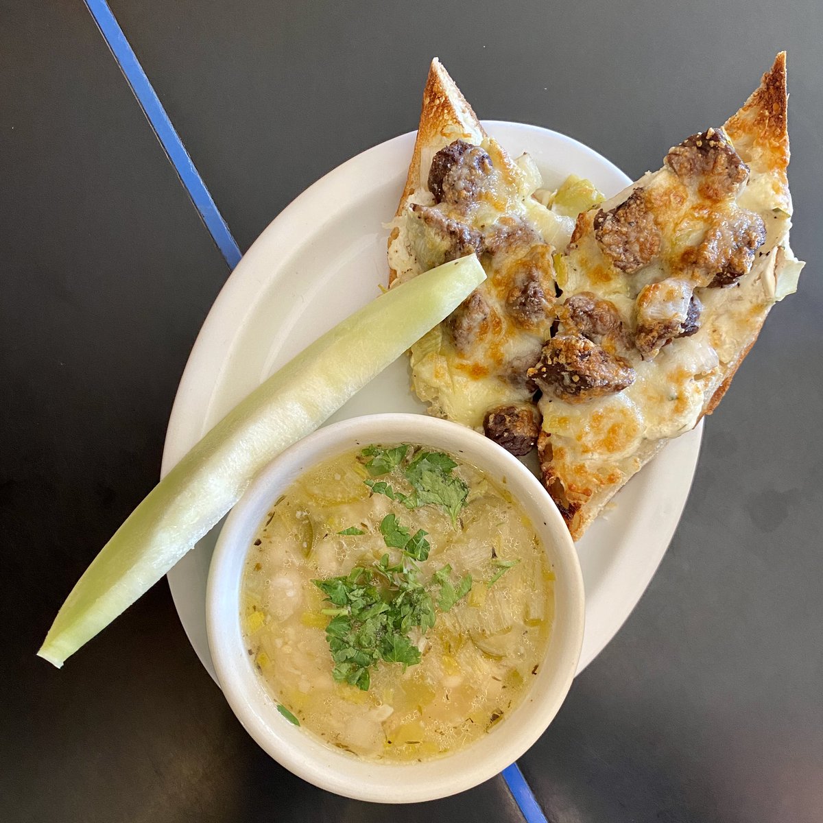 FastandFrench's tweet photo. Beef, Leek, &amp; Aioli Melt on Baguette with Soup Choice, 🍉 &amp; a Glass of 🇫🇷 🍷 – $13 https://t.co/o7pFsT8iPo https://t.co/Brn04iVKS8