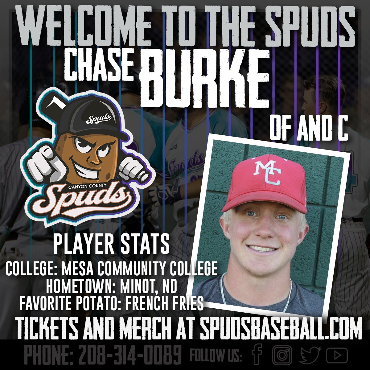 Casper Spuds (@spudsbaseball) on Twitter photo Spuds Saturday Signing...Please welcome <a href="/burkechase3/">Chase Burke</a> to TaterTown! <a href="/spudsbaseball/">Casper Spuds</a> is becoming "The Place" to play colligate summer baseball. Mesa CC is a Spuds hotbed! #tatertown #spudsbaseball #canyoncountyspuds Spuds Saturday Signing...Please welcome <a href="/burkechase3/">Chase Burke</a> to TaterTown! <a href="/spudsbaseball/">Casper Spuds</a> is becoming "The Place" to play colligate summer baseball. Mesa CC is a Spuds hotbed! #tatertown #spudsbaseball #canyoncountyspuds