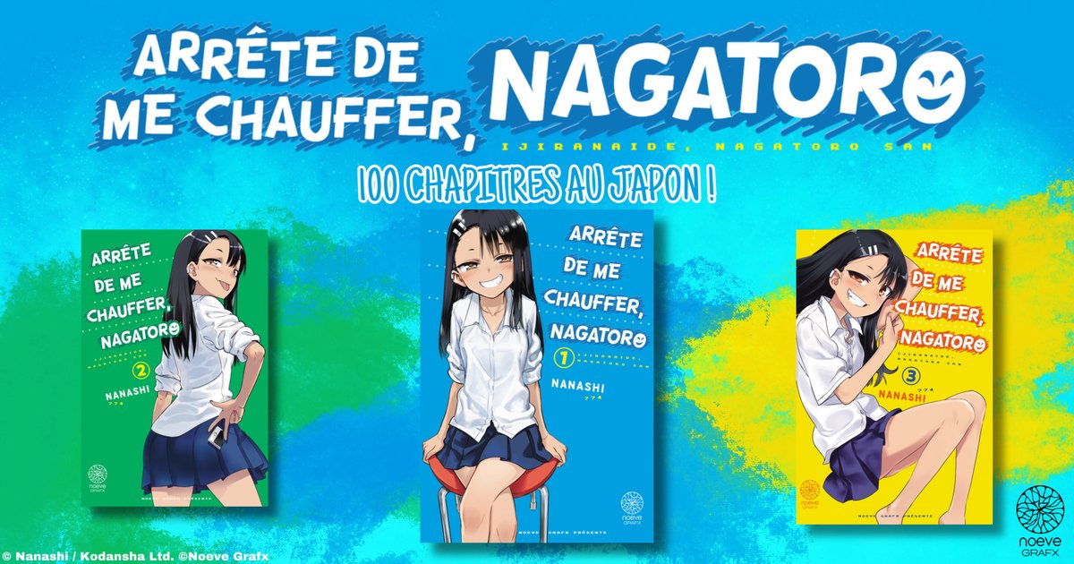 noevegrafx's tweet photo. 😈 "Arrête de me chauffer, #Nagatoro", a atteint son 100ème chapitre ! Félicitations au mangaka #Nanashi ! 🎉
En attendant en France, les 3 premiers tomes sont dispo chez #NoeveGrafx !
#arretedemechauffernagatoro #manga #anime #chapter100 #chapitre100 https://t.co/UjytDLCAsZ