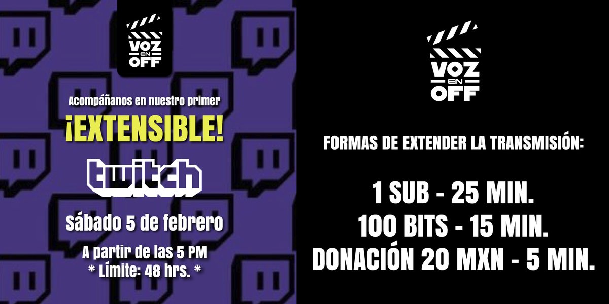 vozenoffshow's tweet photo. ¡Hoy en nuestro primer EXTENSIBLE en #Twitch!
Ojalá puedan acompañarnos a partir de las 5 P.M. (Mex)
Transmisión: https://t.co/nY95R4n31O
#TwitchStreamers #twitchstream #twitchextensible #TwitchMéxico https://t.co/Tq5rpJPDjP