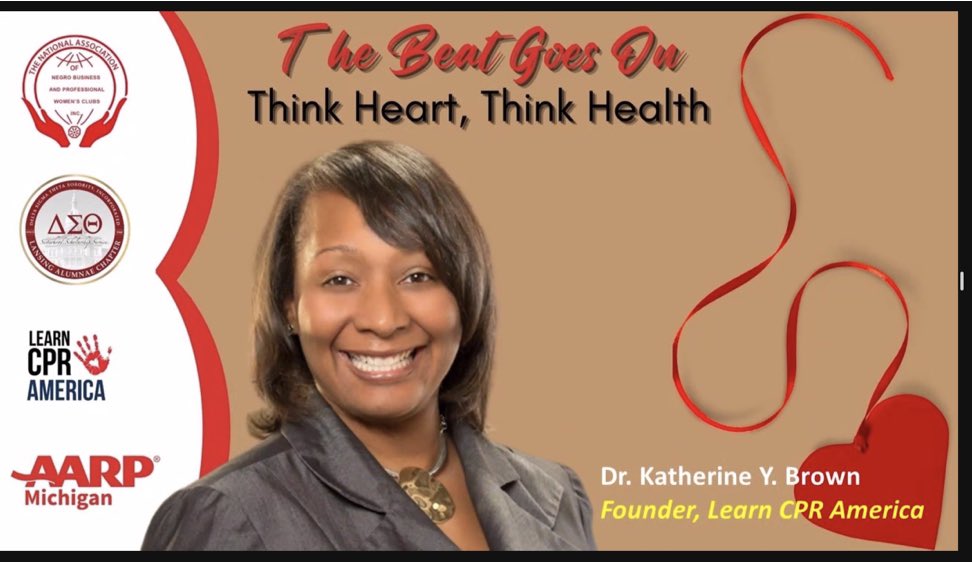 KatherineYBrown's tweet photo. Thank you to the #ThinkHeartThinkHealth team for having me as the #keynote speaker 2/5/2022 to educate on heart health & equipping attendees with life-saving CPR skills.
@glaclansing @lacdeltas @aarp
@learncpramerica
#drkatherineybrown
#learncpramerica
#thinkheartthinkhealth https://t.co/neaVdjr3cn