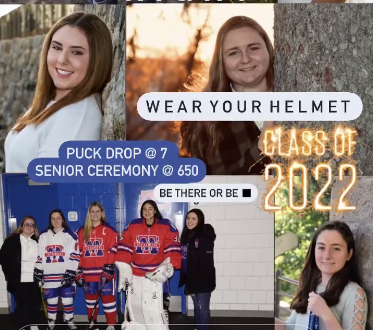 methuensports's tweet photo. Girls Hockey Senior Night! Reminder - MHS and TMHS students are free with student ID. Good Luck Girls! @TMHS_Athletics https://t.co/u58LxI7Sd7