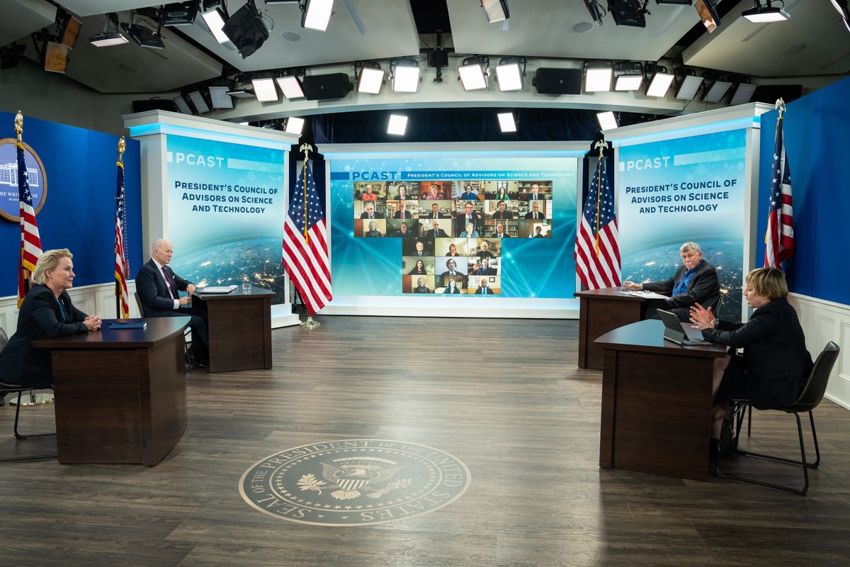 #PCAST meeting in pandemic times. President Biden <a href="/POTUS/">President Donald J. Trump</a> encouraged us to bring him good ideas, grounded in #science. <a href="/maria_zuber/">Maria Zuber</a> <a href="/EricLander46/">Eric Lander</a>