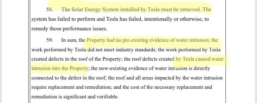 TiffanyPhoto1's tweet photo. 11. “..the work performed by @Tesla did not meet industry standards; the work performed by #Tesla created defects in the roof of the Property.. $TSLA CAUSED water intrusion into the Property..”
#MurrellvTesla
#TeslaRoofing
#TeslaSolarIssues
#TeslaConsumerIssues
$TSLA $TSLAQ https://t.co/wFU2cuDbHR