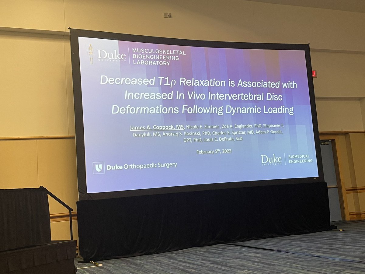Congrats to our very own James Coppock on his presentation about T1rho imaging of the intervertebral disc following a dynamic stress test!! Great job James! #Science