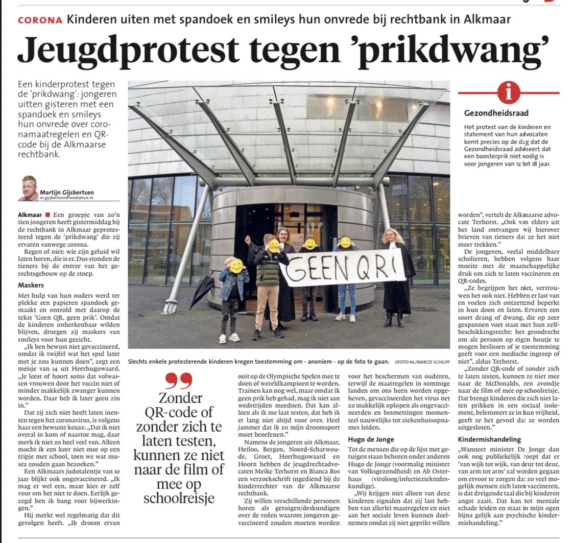 1. Vrijheidsjurist en advocate <a href="/MeikeTerhorst/">Meike Terhorst</a> en <a href="/BijlDick/">Dick Bijl</a> zijn samen een procedure gestart om deskundigen en getuigen te laten horen door de <a href="/rb_noordholland/">Rb Noord-Holland</a>. De centrale vraag: ‘waarom gezonde jongeren vaccineren om ouderen te beschermen?’ #onverdeeldopen #alkmaarkids