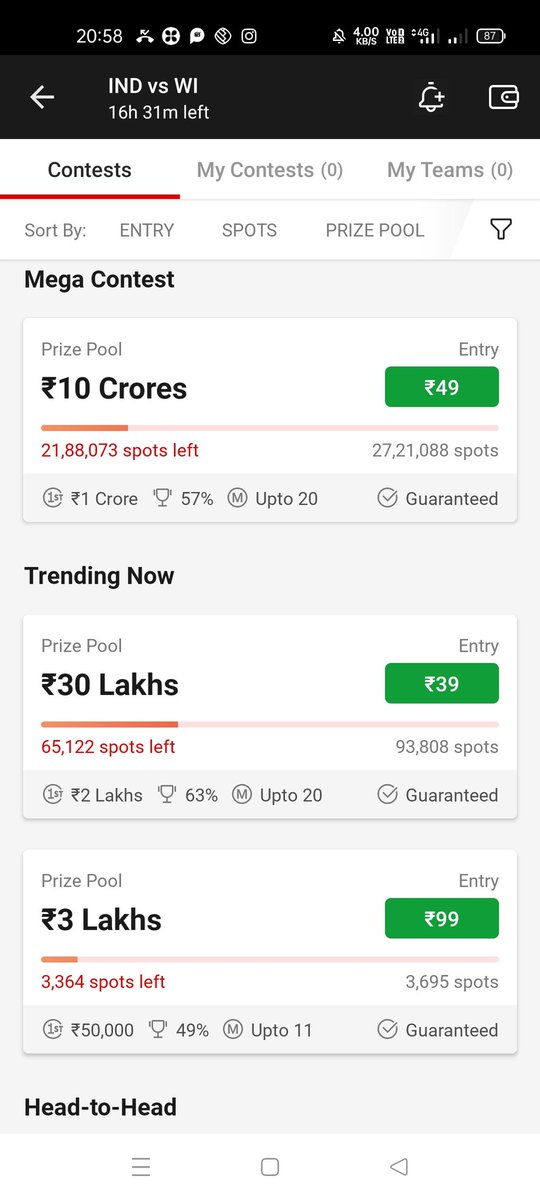 ErNitinRajput's tweet photo. #Dream  #indvswi #fantasy https://t.co/6tWo1ZrIKU