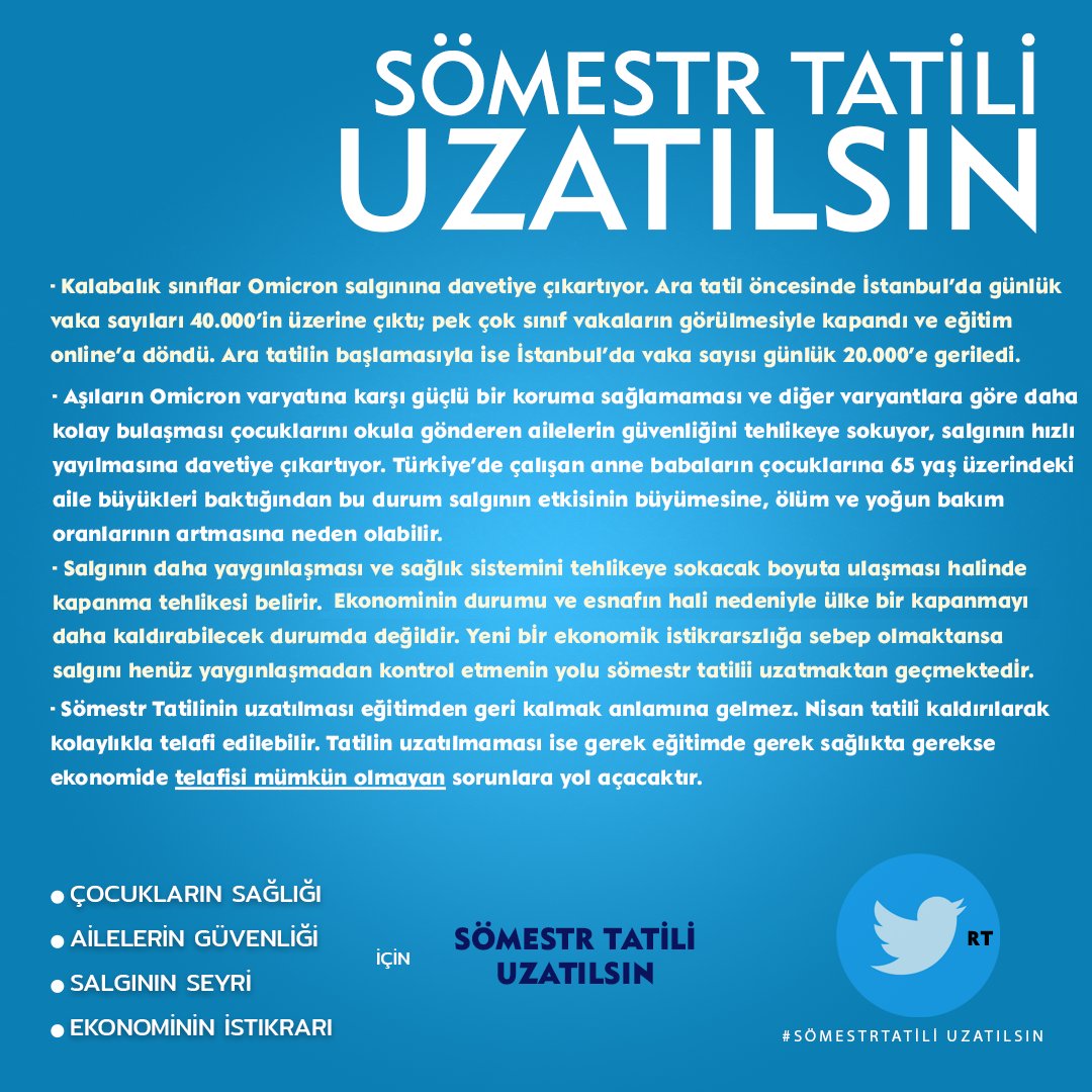 ErcinElif's tweet photo. sağlık sistemini ve insanları tehlikeye atmadan 
#SoemestrTatiliUzatılsın https://t.co/ppbLI367ij
