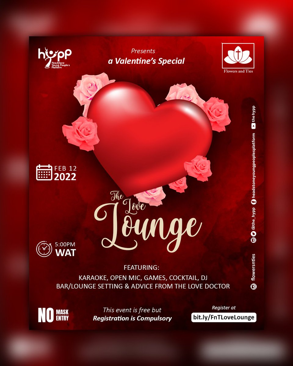 officialdcreate's tweet photo. I come in peace, and to remind you it's 9 days to Valentine...
Design work done and dusted.
#valentine #lovelounge #dcreate #designinspo #design https://t.co/yEqPOUwj6v