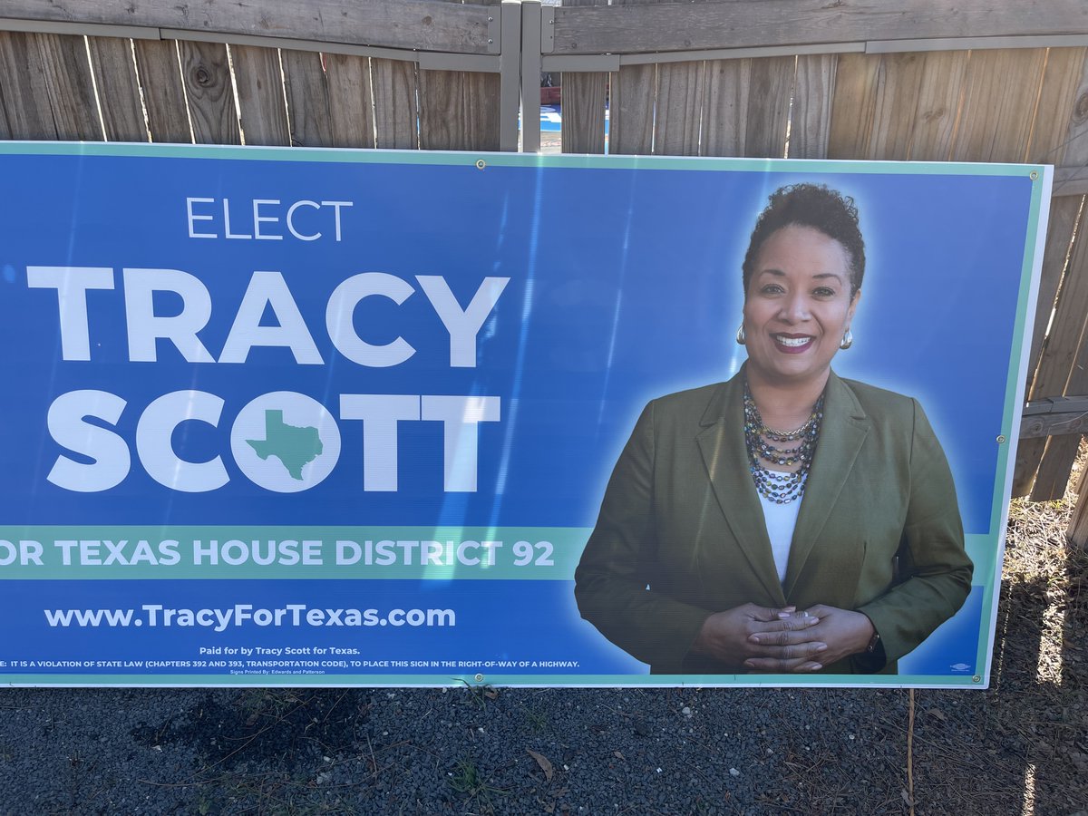 Sign are here!  Keep your eye out across HD92.  
Submit a request a yard sign tracyfortexas.com 
We deliver!