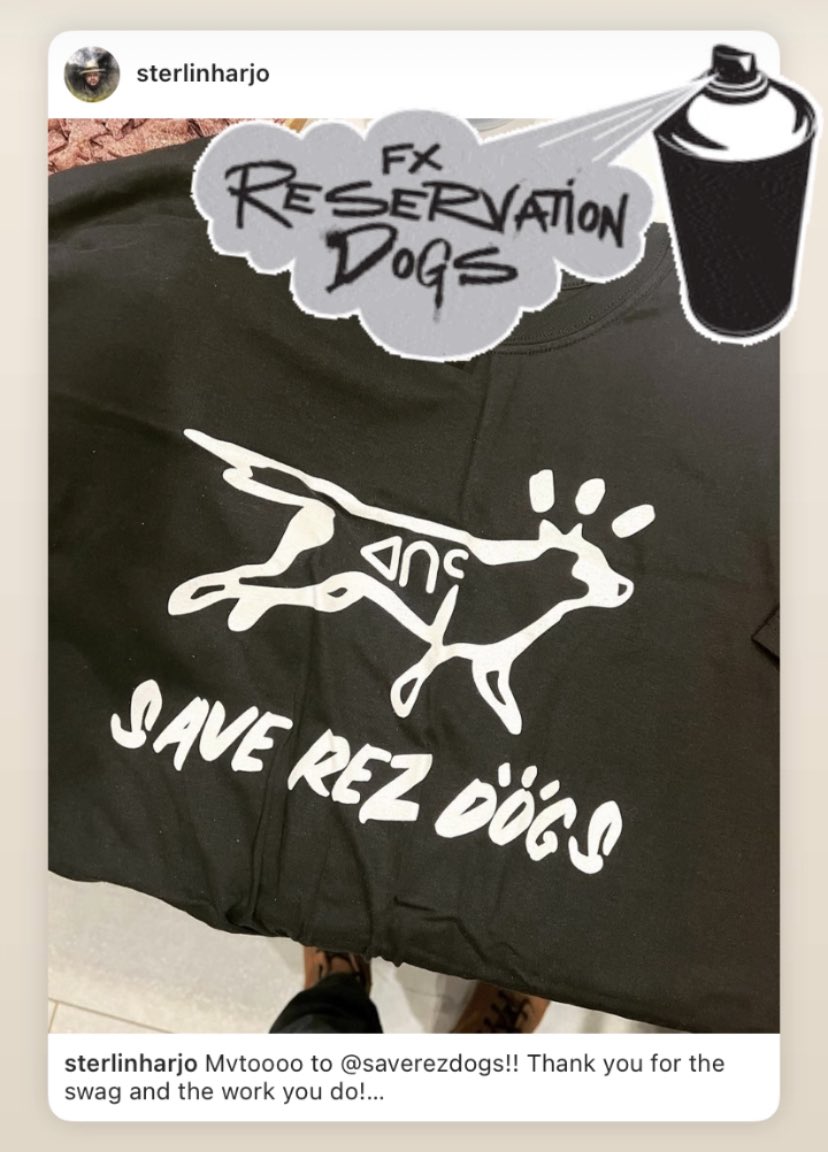 saverezdogs's tweet photo. Thanks Sterlin Harjo - Creator of @RezDogsFXonHulu for repping #saverezdogs! 🐕🐾 https://t.co/ax0xvabYgX
