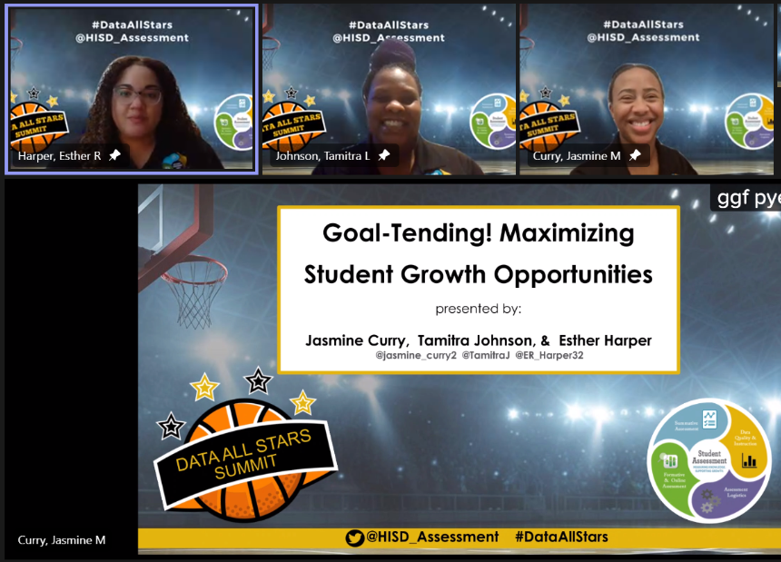 TamitraJ's tweet photo. We thank you all that attended our session. We really enjoyed ourselves. #DataAllStars. The best trio this Saturday. @jasmine_curry2 @ER_Harper32 #DDISinAction @HISD_Assessment https://t.co/oe0knP7hzR