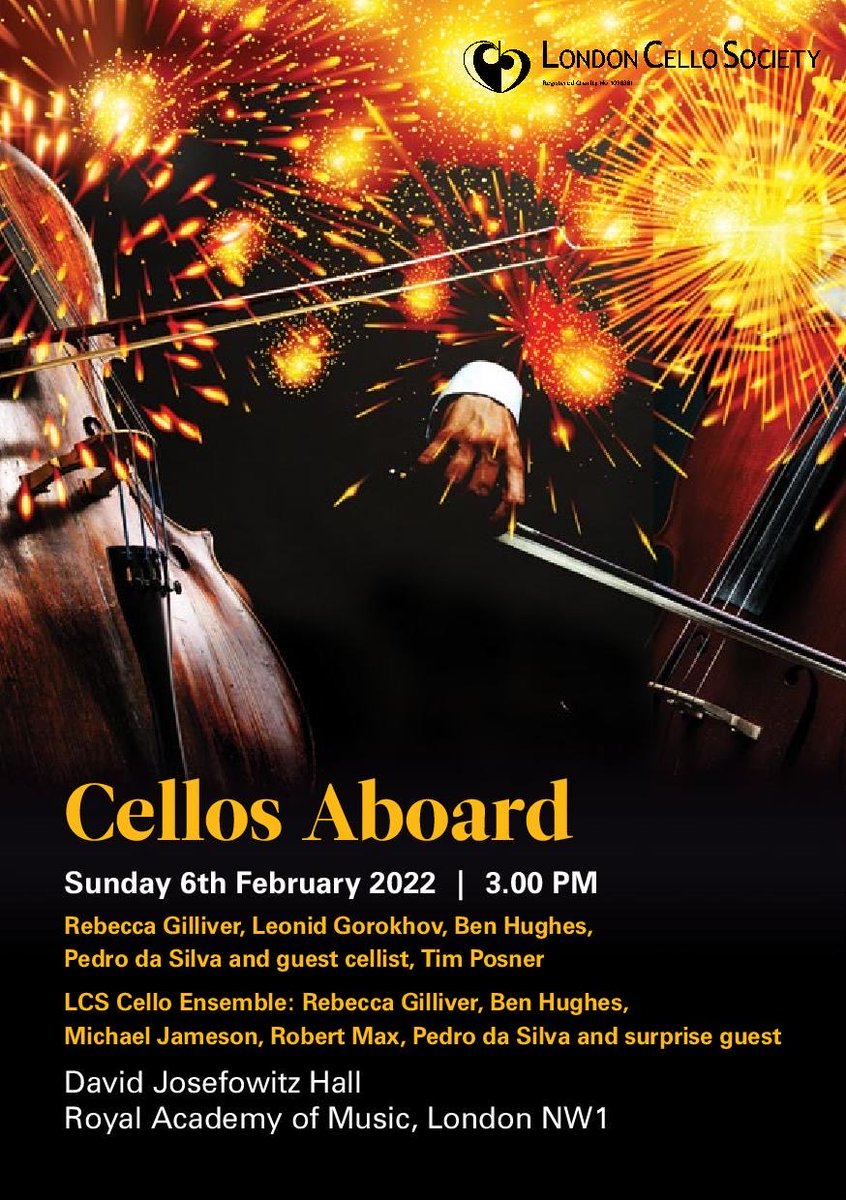 Join us for a Cello Celebration!
Sunday 6 Feb - 3pm
⁦<a href="/RoyalAcadMusic/">Royal Academy of Music</a>⁩ ⁦<a href="/Londoncellos/">London Cello Society</a>⁩