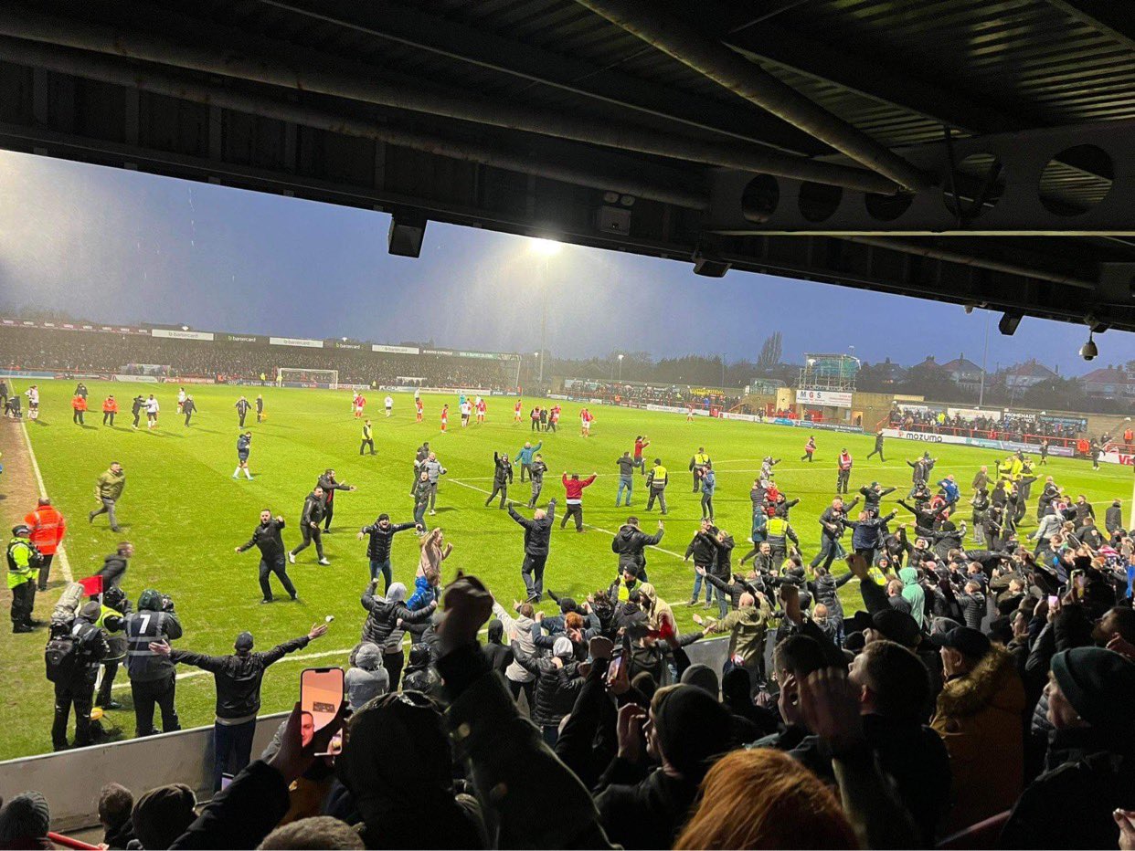 The Away Fans on Twitter "Bolton fans on the pitch after their equaliser away at Morecambe