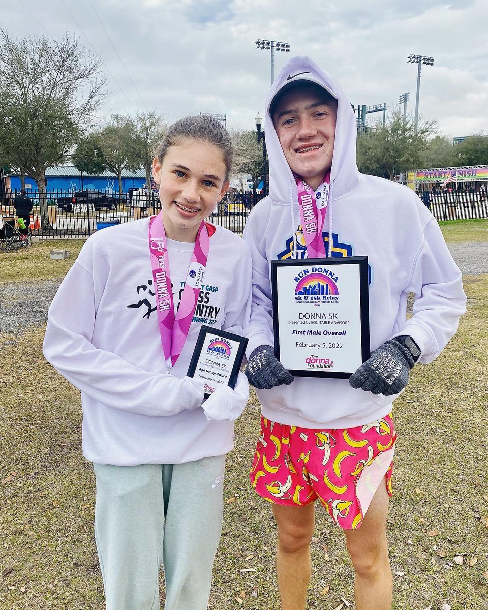 WolfsonXC's tweet photo. Congratulations to our Wolfson runners at the Donna 5K!! 
Andrew - 1st Place, overall winner
Addison - 1st Place AG, 4th female

Way to go PACK! Let’s keep running!

#wolfsoneunning #wolfsonxc #wolfpack #gopack #keeprunning #donna5k #262withdonna https://t.co/Cs15Ux8lwo