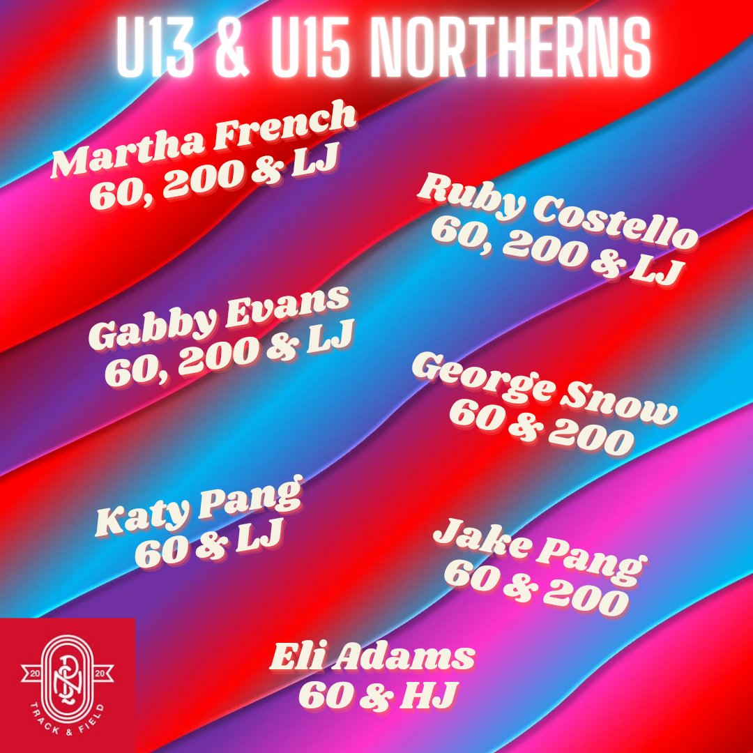 TrackField_NSP's tweet photo. Tomorrow we have 7 athletes competing at Northerns Indoor in Sheffield. Good Luck to them all and enjoy the experience! 

Eli A - 60 &amp; HJ
Gabby E - 60, 200 &amp; LJ
George S - 60 &amp; 200
Jake P - 60 &amp; 200
Katy P - 60 &amp; LJ
Martha F - 60, 200 &amp; LJ
Ruby C - 60, 200 &amp; LJ

#NSPonTrack https://t.co/0opPstrgTO