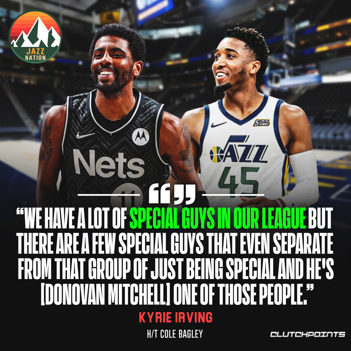 JazzNationCP's tweet photo. High praises from Kyrie Irving to Donovan Mitchell 🔥👍 https://t.co/WbNG4ufihn