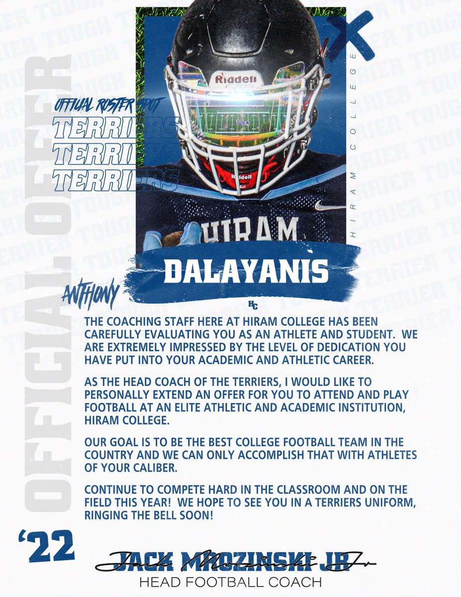 dalayanis's tweet photo. After a great visit and conversation with @Coach_Mro I am very thankful to receive my first offer from @Hiram_Football https://t.co/WRGLduIdmR