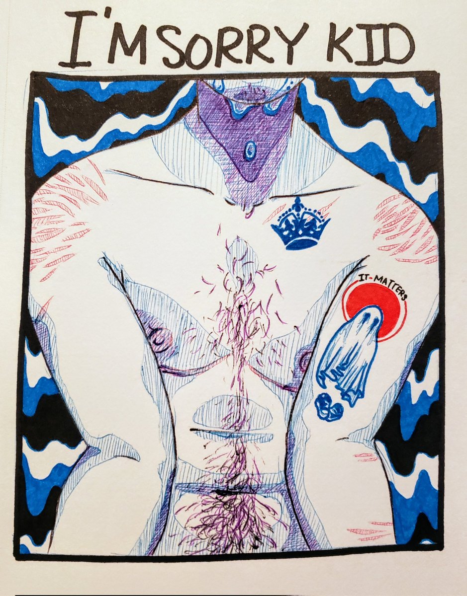 LavenderBazil's tweet photo. I'm sorry, you deserved better. 
#traditional #traditionalart #selfportrait #tattoo #tattooart #BluePeriod #Scars #topsurgery https://t.co/hPDBkAGM3b
