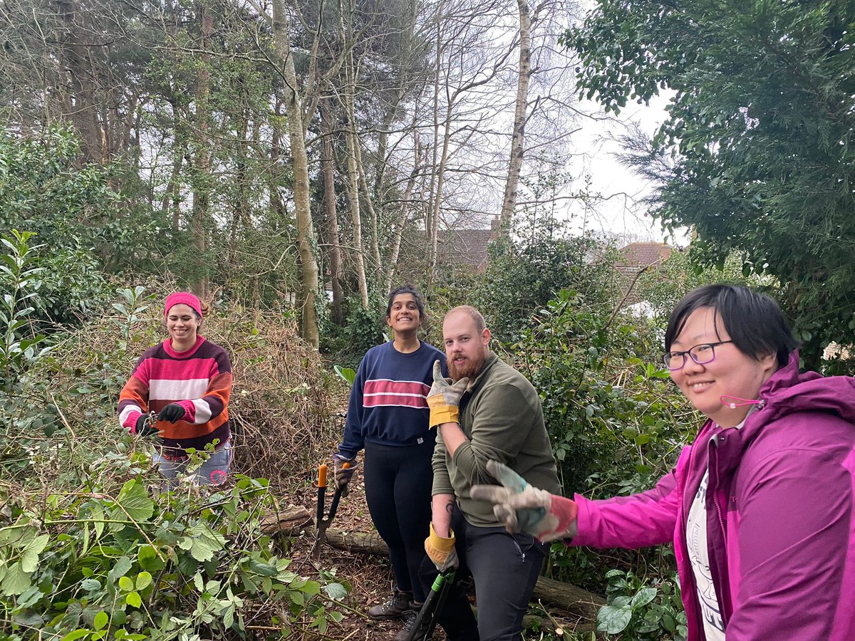 elloramgriffin's tweet photo. Badger’s Copse, Day 1: Today we (@MorvenASmith) started a restoration project of a small woodland that had been left since 2014. Step one is clearing a path so we can assess biodiversity. Then we hope to encourage more wildlife into the area! Before and after, plus the team! https://t.co/z4MfI8vKGi