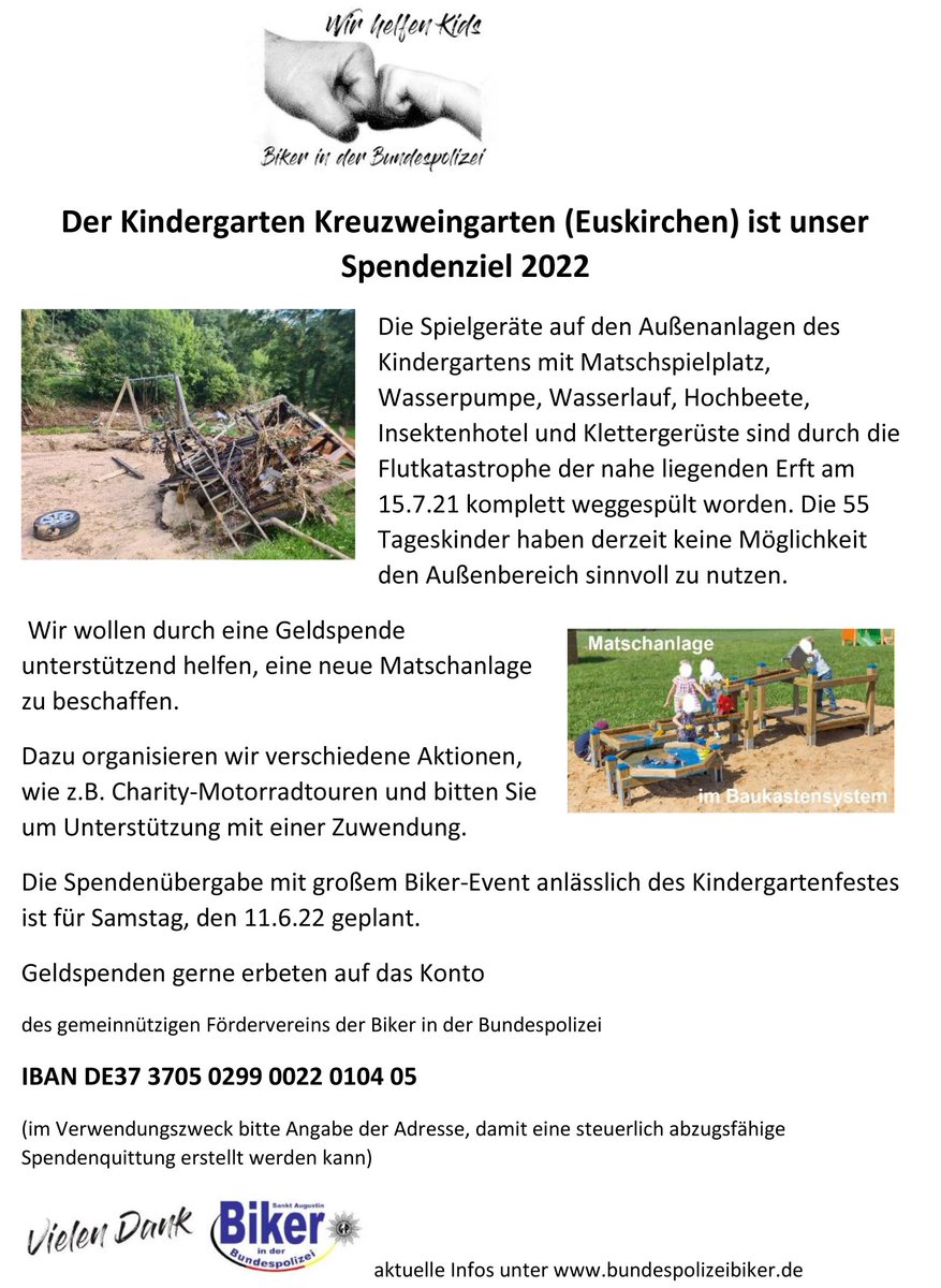 Unser Spendenziel 2022 .Die Kinder als Flutopfer benötigen Unterstützung