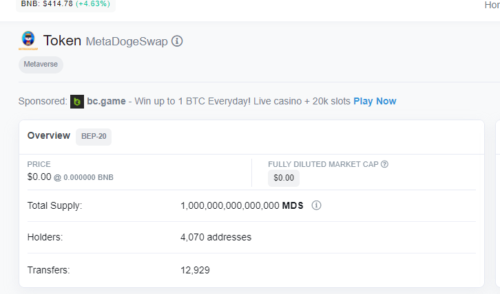ShibRSA's tweet photo. New project with only 4070 holders 
#Certik audit 83% 
#100xgem #BSCGem #memecoin #NFT #passiveincome #metadogeswap 
@Metadogeswap https://t.co/0sy2cvF74n