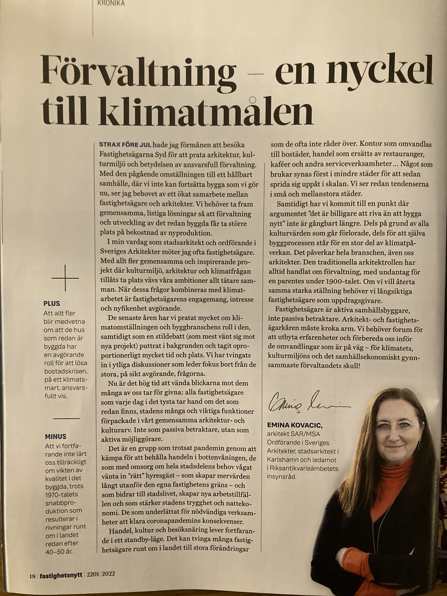 ek_emina's tweet image. Min krönika i senaste @Fastighetsnytt inspirerad av besök hos &amp;amp; samtal med @SveFast_Syd &amp;amp; @hulthe ✨#kulturmiljö #arkitektur #förvaltning #arkpol