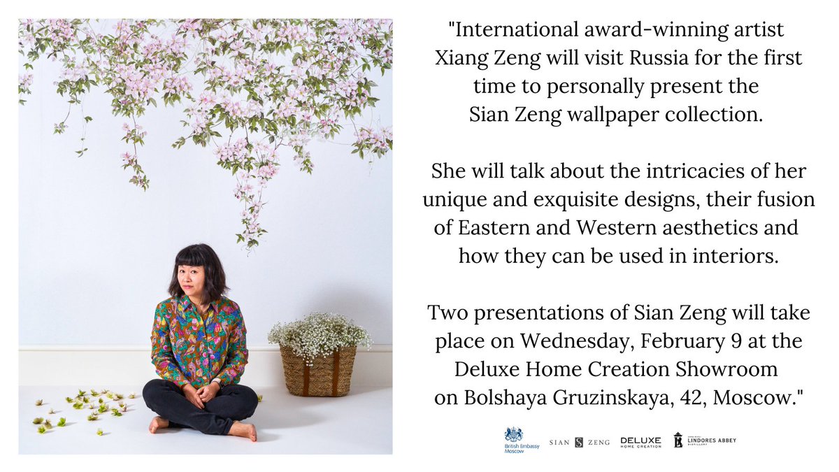We're very excited to share the news that Sian will be presenting her wallpapers in Russia next week! A huge thank you to @tradegovukrus and our trade partners in Moscow - Deluxe Home Creation for the wonderful invitation #sianzenginmoscow #дизайнинтерьера #обои