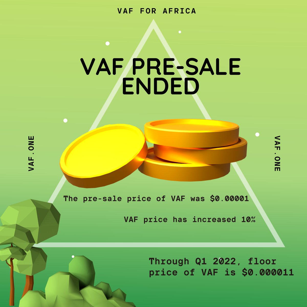 VAFdotOne's tweet photo. Ready to #invest in the $VAF eco-crypto? Learn more and invest here: https://t.co/IdGfAKc2SF 🌱🚀
#Altcoin #FTMGems #AltcoinGems #VeganCoin https://t.co/cLoUNO5E37