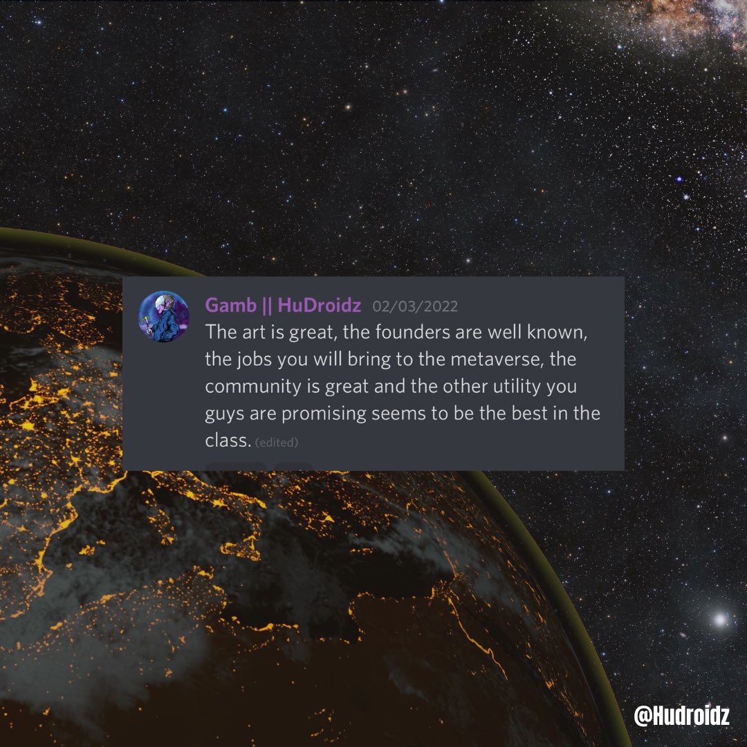 hudroidz's tweet photo. Two days ago we had an insane giveaway where we gifted ETH to our Discord community. The chat was on 🔥 and people really showed up and shared the love! 

Don’t just take our word for it. See what our Discord community has to say about Hudroidz and the vision of this project 👉🏼👉🏼 https://t.co/aNw8M28DNq