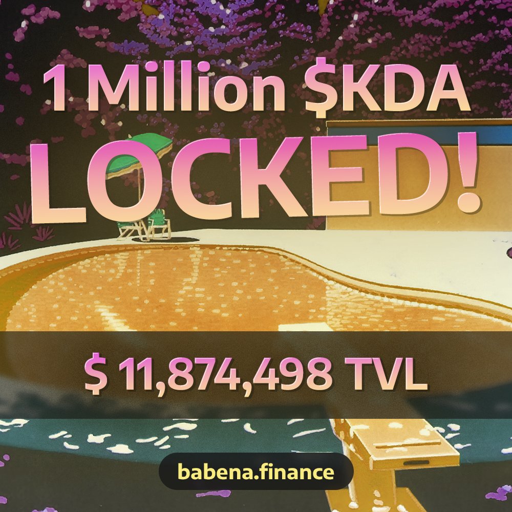 1,084,828 Kadena (ticker: KDA) has now been locked on babena.finance - There is only 11% left.
