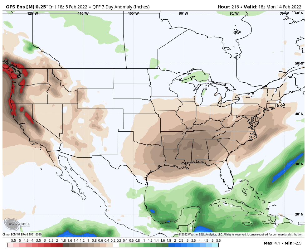 weathertrackus's tweet photo. Should be a very dry pattern for much of the US over the next 6-10 days...

Chances of anything interesting happening in terms of winter or severe weather will be slim. 
(We are watching Feb 13-15 though).

(Temperature Outlooks in thread)
#uswx #weather #wxtwitter https://t.co/whduigq8uu